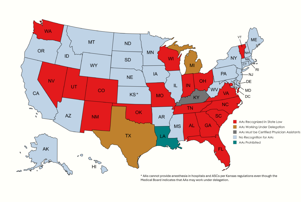 Anesthesiologist Assistants Map - Jan. 2025
