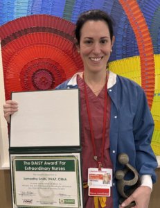 Samantha Smith with her DAISY Award.