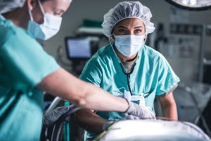 An Army CRNA in the operating room.
