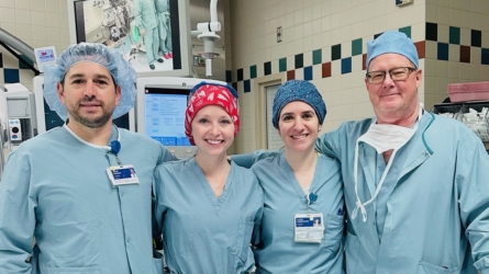 Pictured left to right: Jason Saineghi, CRNA; Jamie Applegate, CRNA; Alison Greenwood, CRNA; Scott Lyon, Anesthesia Tech