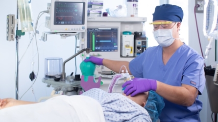 A CRNA with a patient.